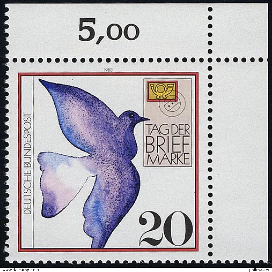 1388 Tag Der Briefmarke ** Ecke O.r. - Ungebraucht