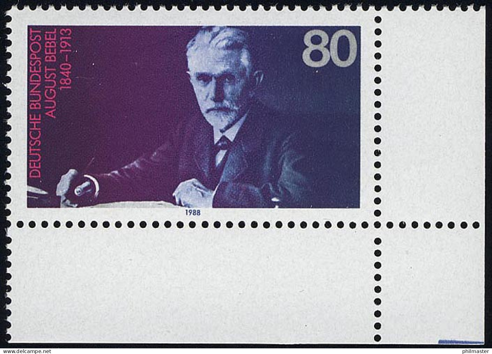 1382 August Bebel ** Ecke U.r. - Unused Stamps