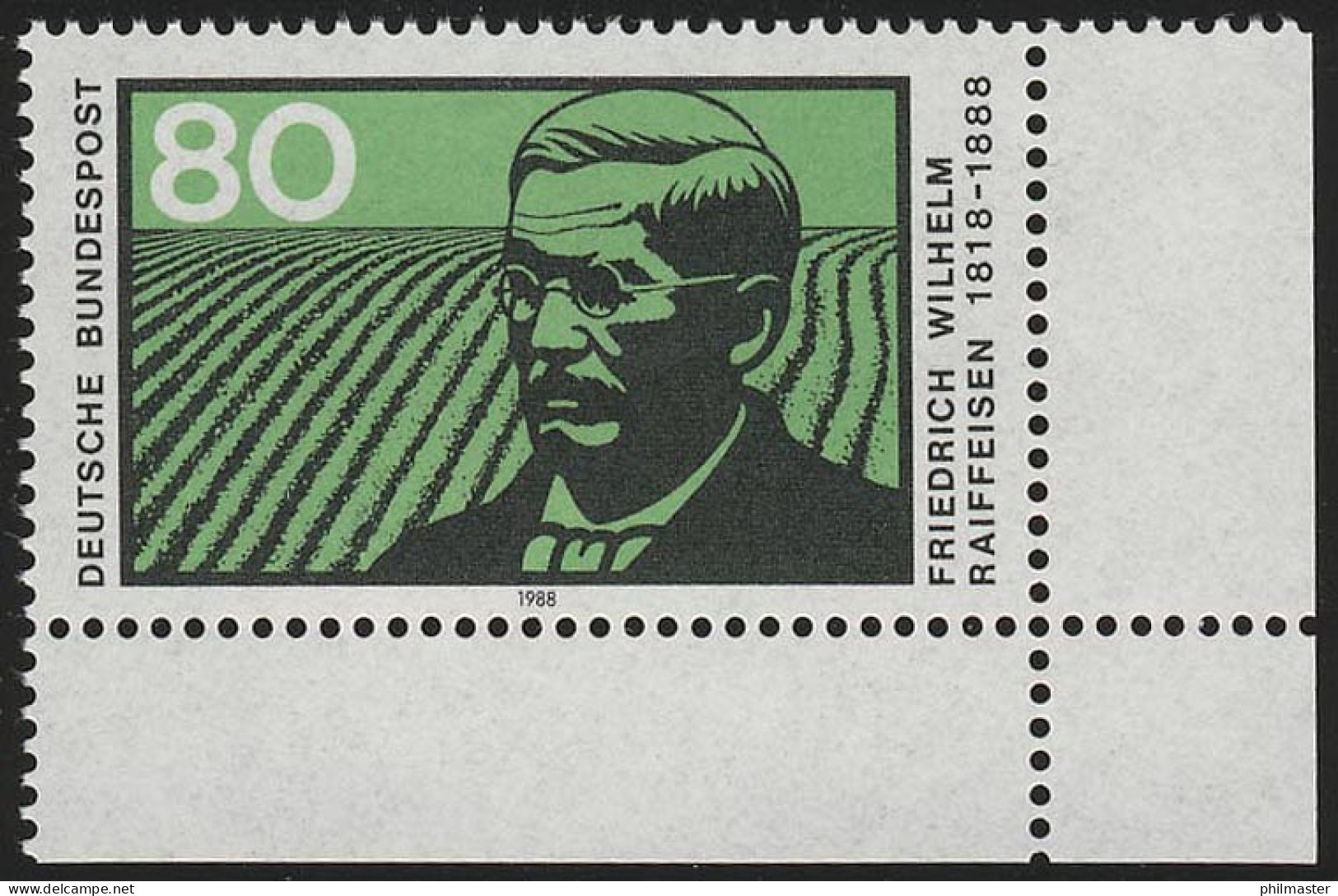 1358 Friedrich Wilhelm Raiffeisen ** Ecke U.r. Ohne FN - Unused Stamps