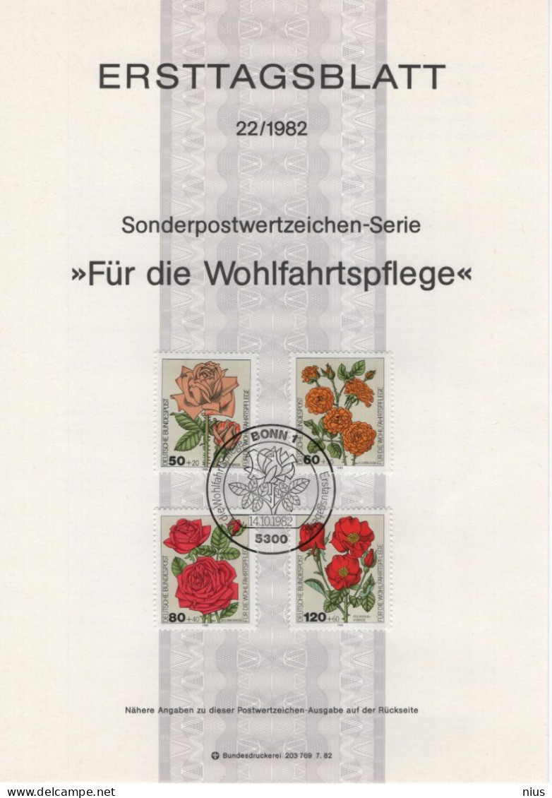 Germany Deutschland 1982-22 Fur Die Wohlfahrtspflege, Flower Flowers Blume Blumen, Canceled In Bonn - 1981-1990