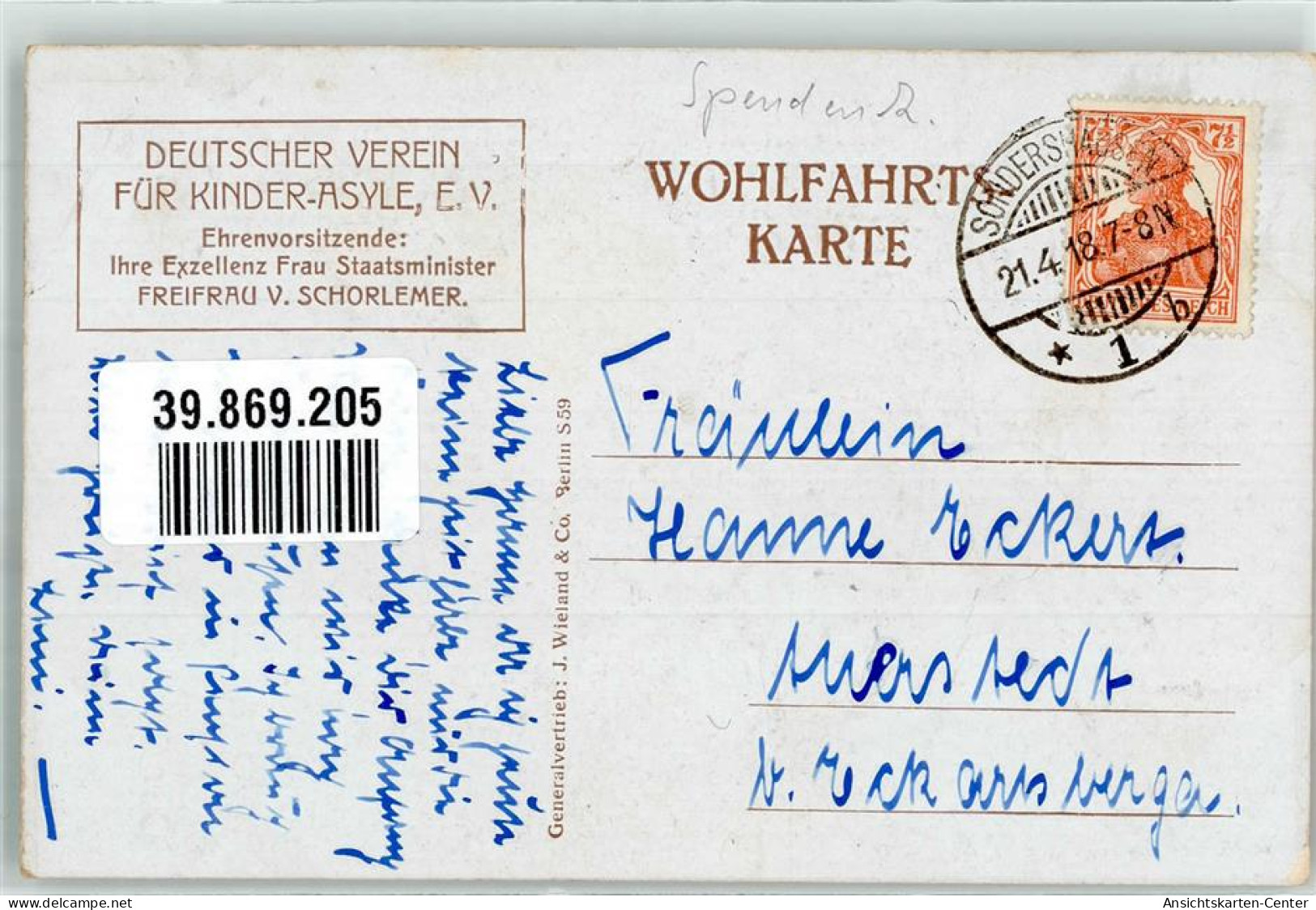 39869205 - Foto Zimmerauer Der Dreibund Deutscher Verein F. Kinder-Asyle E. V. Wohlfahrts-Karte - Expositions