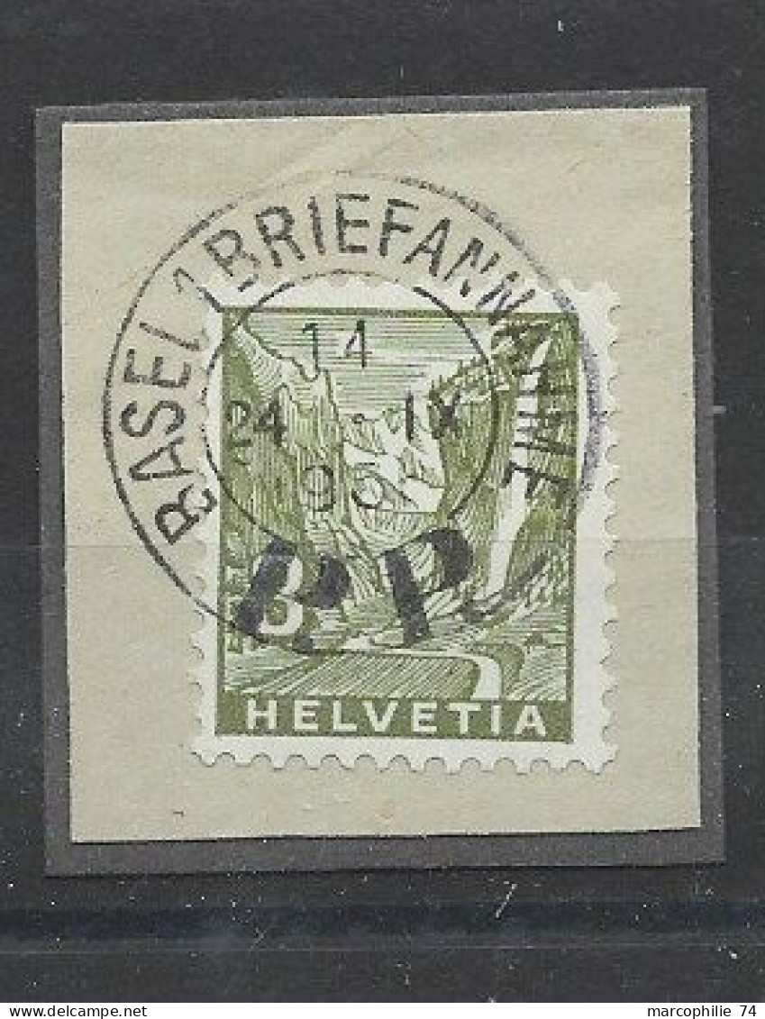 HELVETIA SUISSE 3C  BASEL BRIEF 24.IX .1955 P.P. FRAGMENT - Cartas & Documentos