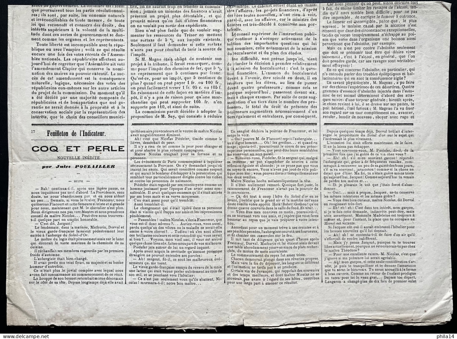 N°51 2c CERES SUR JOURNAL L'INDICATEUR DE BAYEUX / ANNULATION TYPOGRAPHIQUE / 23 JUIN 1874 / N°50 - 1849-1876: Classic Period