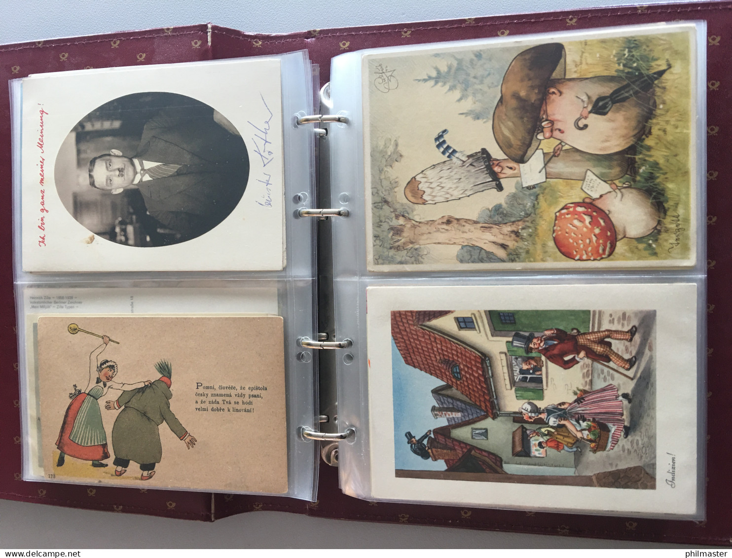 Sammlung Ansichtskarten, ca. 180 Karten Motiv Karikaturen im Album laut Abb.