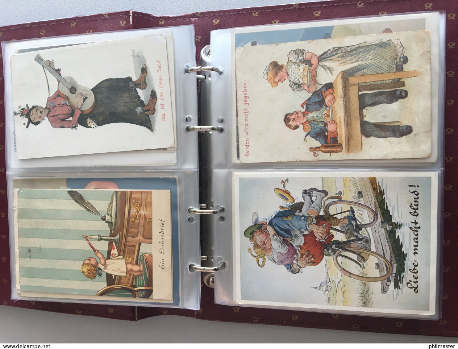 Sammlung Ansichtskarten, ca. 180 Karten Motiv Karikaturen im Album laut Abb.