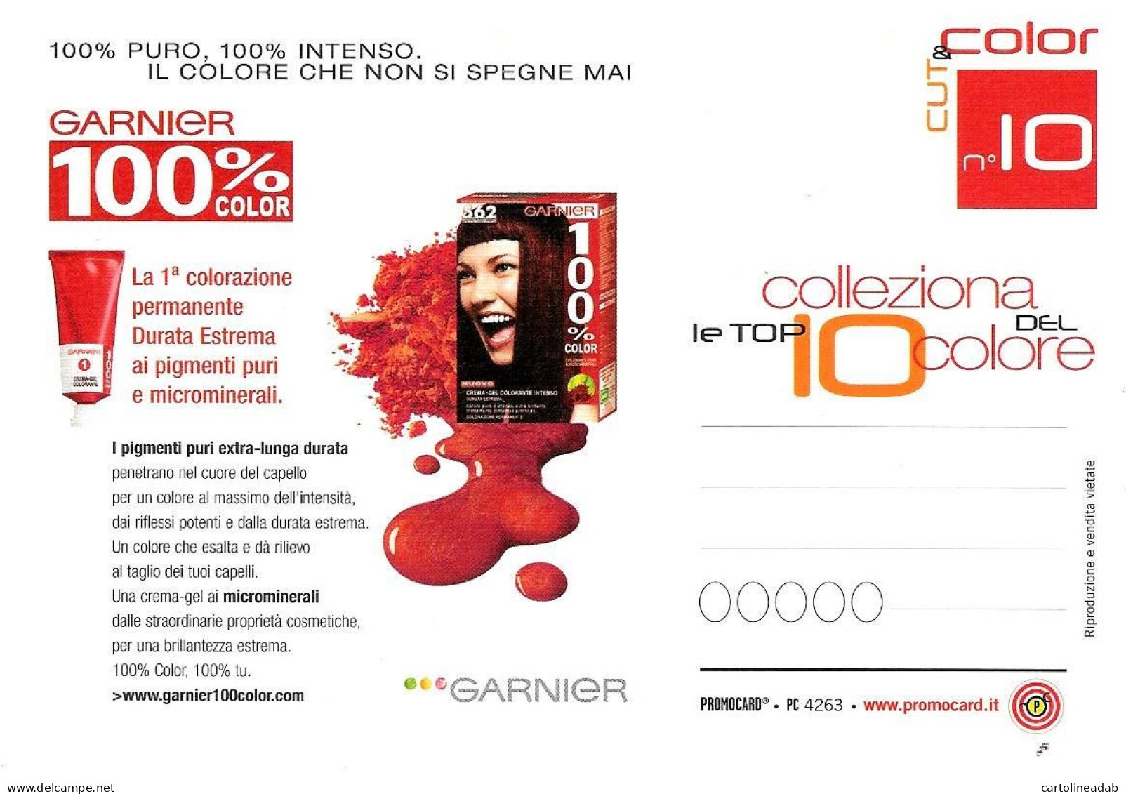 [MD9493] CPM - GARNIER 100% COLOR - PROMOCARD 4263 - PERFETTA - Non Viaggiata - Werbepostkarten