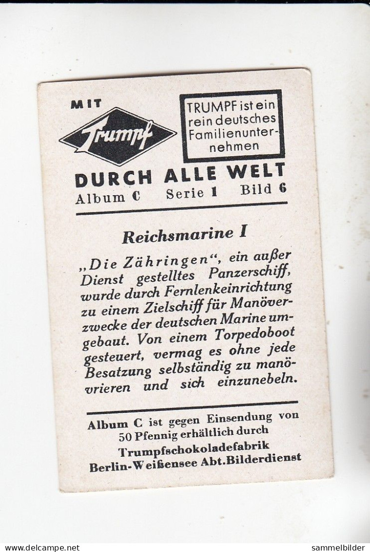 Mit Trumpf Durch Alle Welt  Reichsmarine I Die Zähringen  Panzerschiff C Serie 1# 6 Von 1934 - Otras Marcas