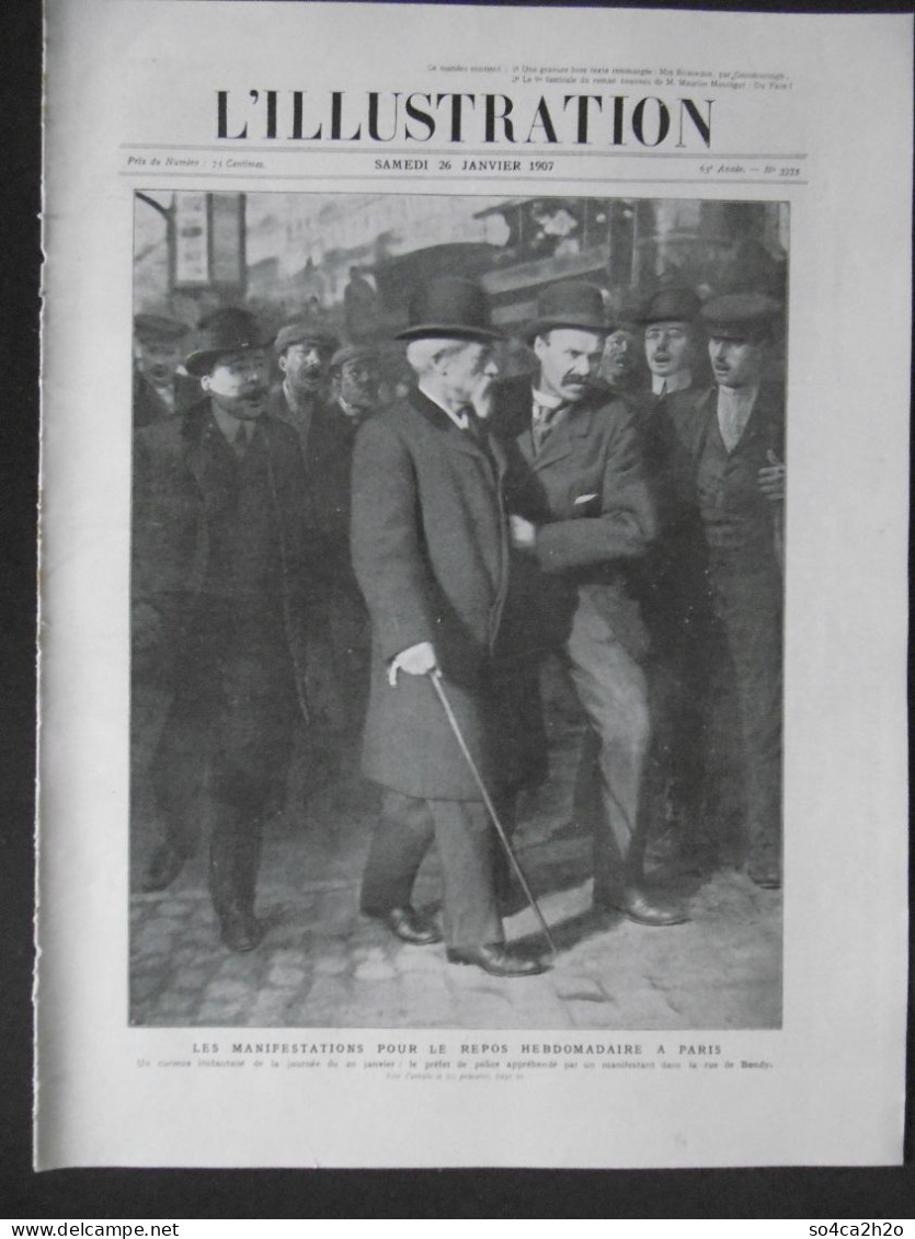 L'ILLUSTRATION N°3335 26/01/1907  Manifestations Pour Le Repos Hebdomadaire à Paris Le Meurtre De Madison Square Théâtre - L'Illustration