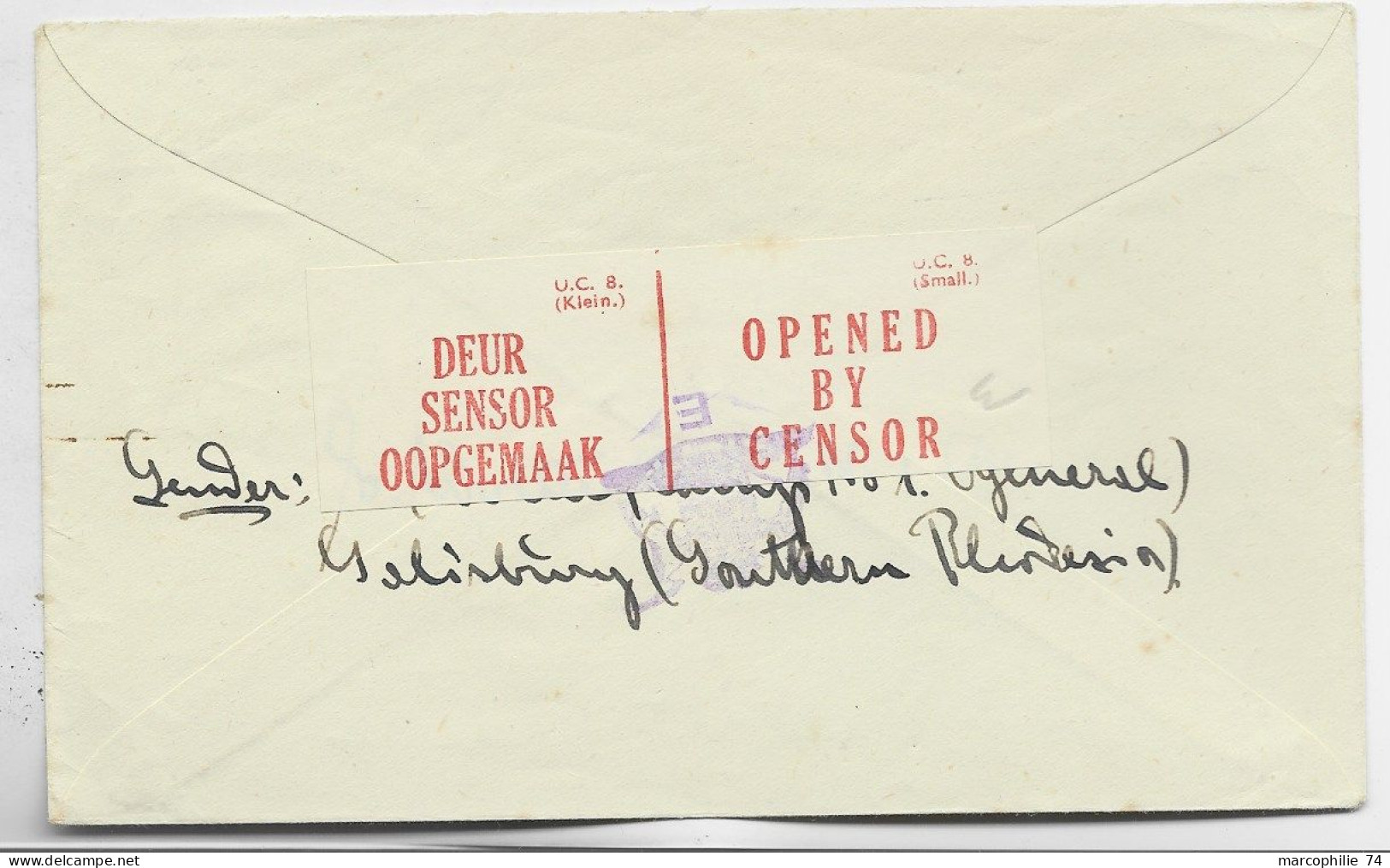 SOUTHERN RHODESIA LETTRE COVER CAMP 20 NOV 1943 TO GERMANY CENSOR - Southern Rhodesia (...-1964)