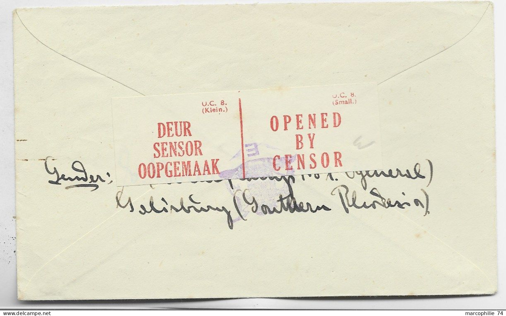 SOUTHERN RHODESIA LETTRE COVER CAMP 20 NOV 1943 TO GERMANY CENSOR - Rodesia Del Sur (...-1964)