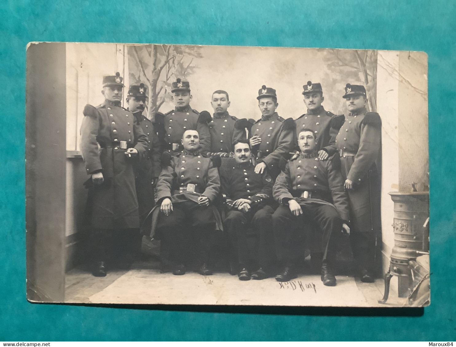 Militaria .carte Photo Groupe Militaires Regiment No 60 .photo D’Hoop Besancon - Regiments