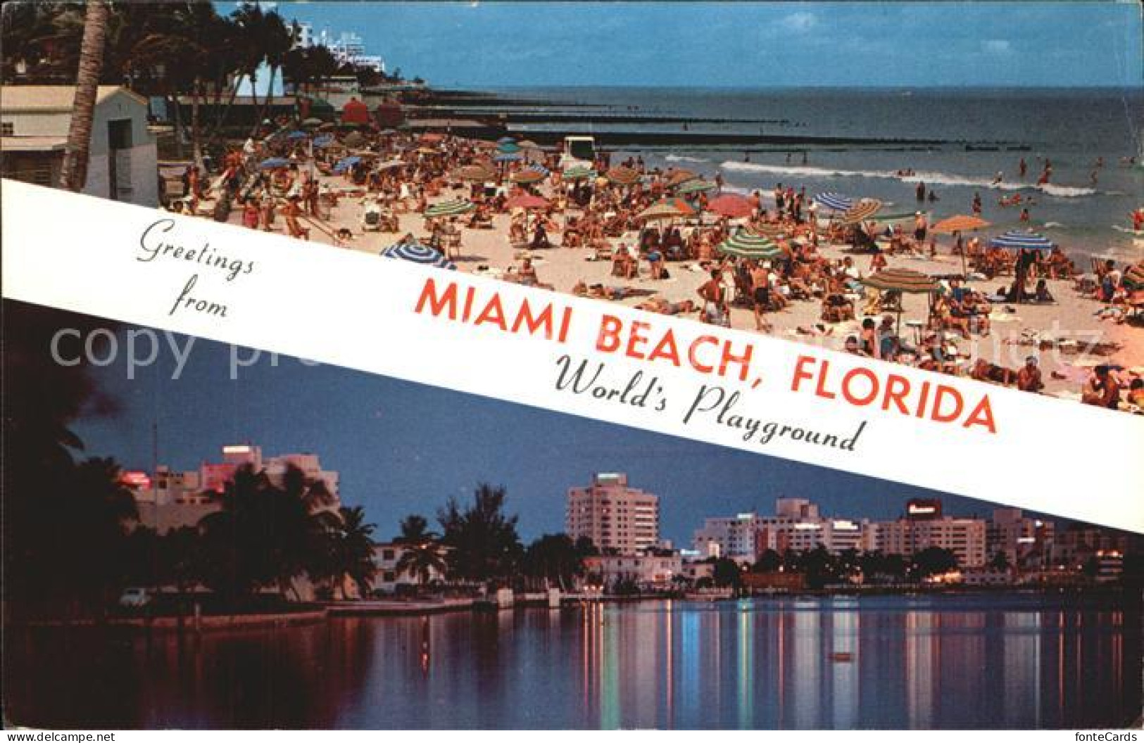 72421320 Miami_Beach Ocean Front Hotels At Night Beach - Other & Unclassified