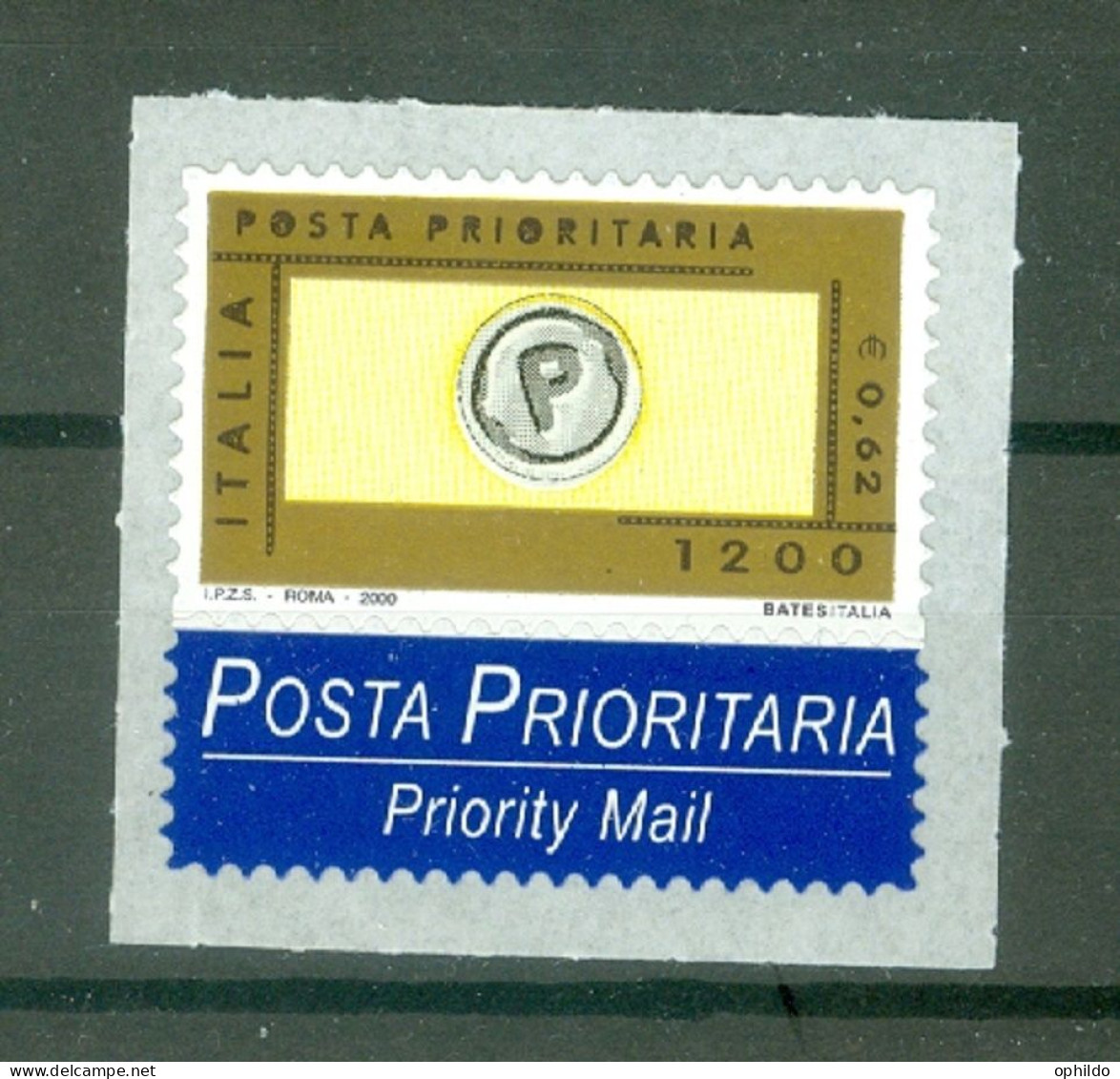 Italie  2001 Poste Prioritaire  0.62 Euro Ou 1200 Lires  * *  TB  - 2001-10: Ungebraucht