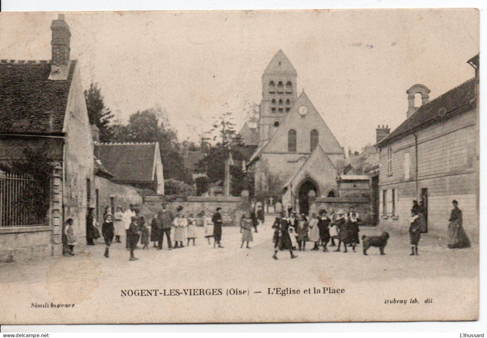 Carte Postale Ancienne Nogent Les Vierges - L'Eglise Et La Place - Nogent Sur Oise - Nogent Sur Oise