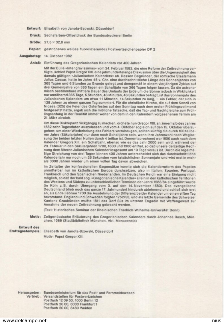 Germany Deutschland 1982-24 400 Jahre Gregorianischer Gregorianische Kalender, Johannes Rasch, Canceled In Bonn - 1981-1990