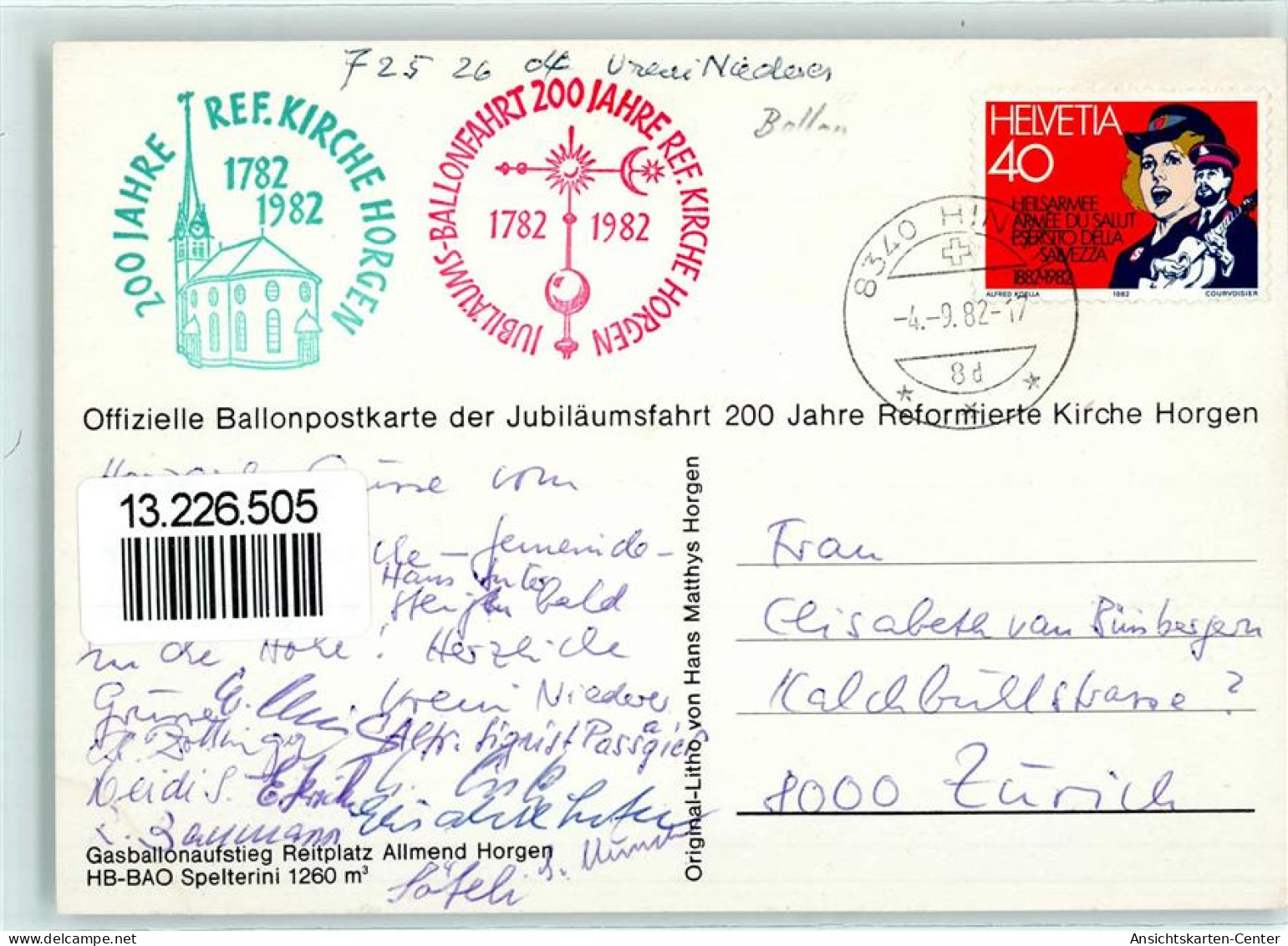 13226505 - Jubilaeumsfahrt 200 Jahre Reformierte Kirche Horgen - Fesselballons