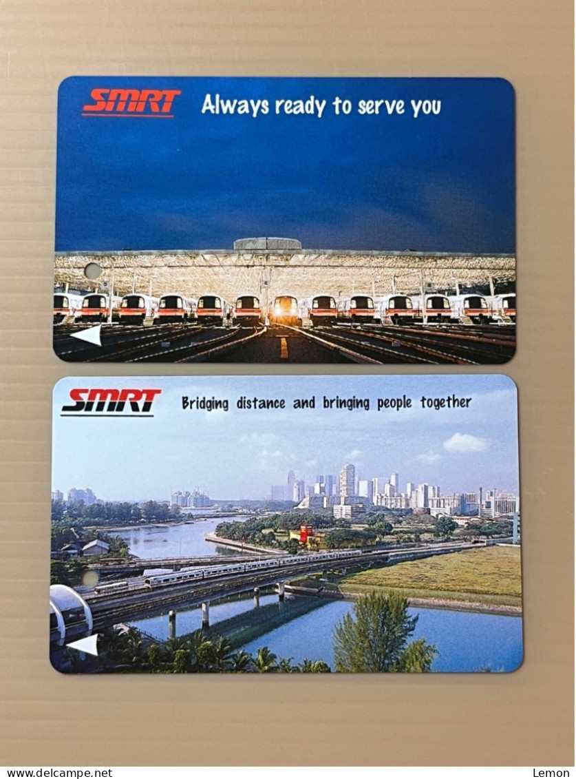 Singapore SMRT TransitLink Metro Train Subway Ticket Card, SMRT TRAIN & STATION, Set Of 2 Used Cards - Singapur