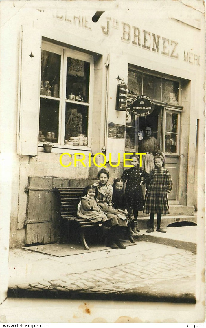 39 Poligny, Carte Photo épicerie-mercerie Brenez, Rue De Charcigny, Avec Gérante Et Sa Famille - Poligny