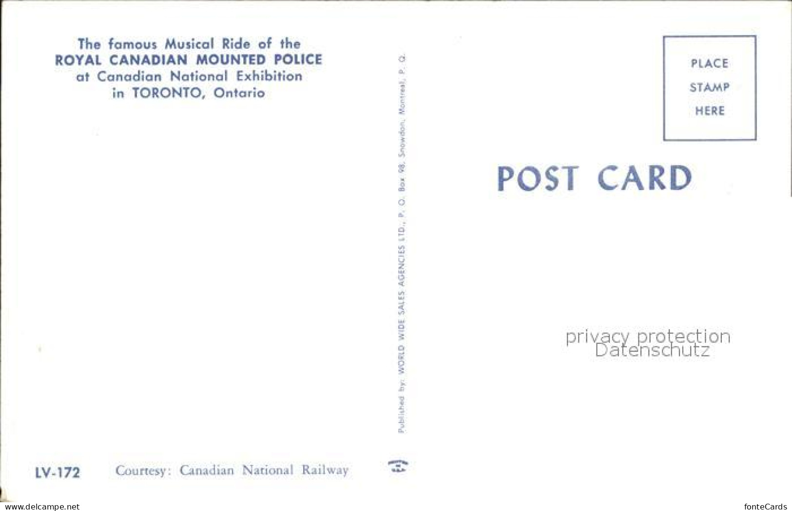 72402714 Toronto Canada Canadian National Exhibition Royal Canadian Mounted Poli - Non Classificati