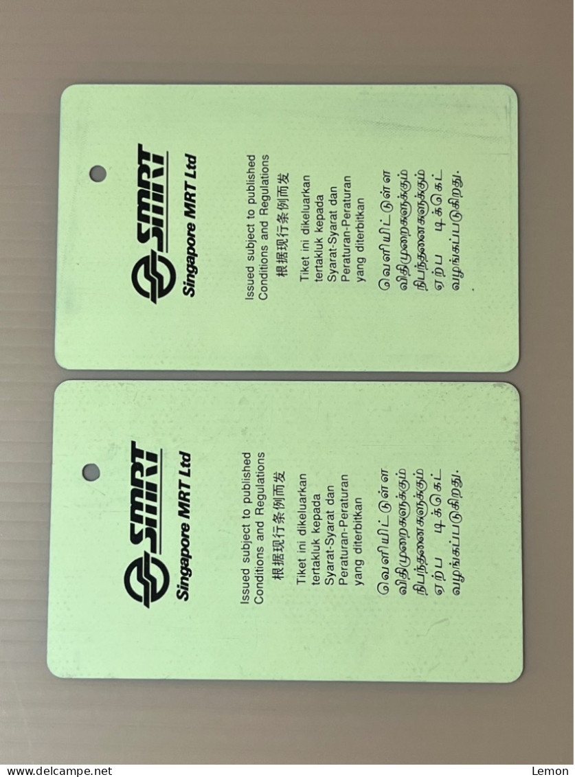 Singapore SMRT TransitLink Metro Train Subway Ticket Card, Tourist Souvenir Ticket, Set Of 2 Used Cards - Singapour