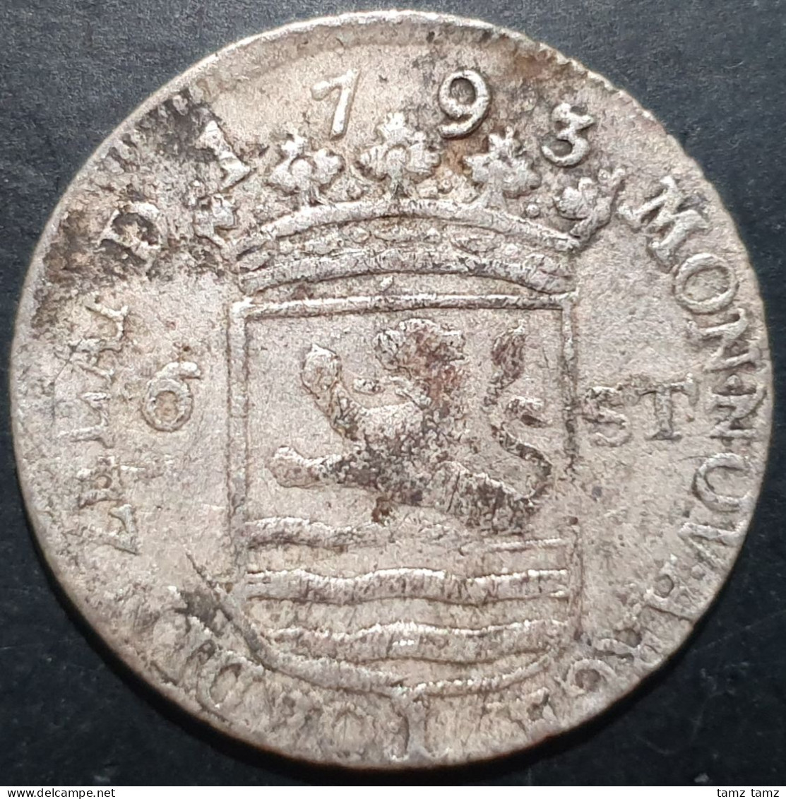 Netherlands 6 Stuiver Scheepjesschelling Zeeland Zeelandia 1793 Silver VG - Monedas Provinciales