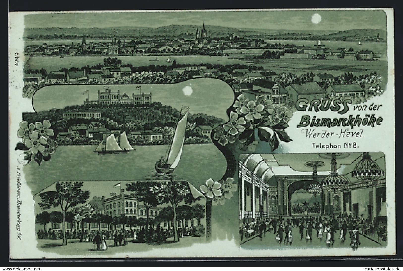 Lithographie Werder-Havel, Gasthof Bismarckhöhe, Tanzsaal  - Werder