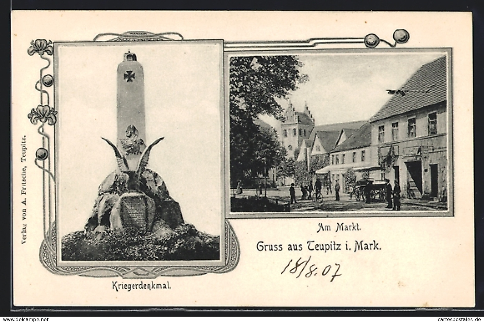 AK Teupitz I. Mark, Kriegerdenkmal, Am Markt  - Teupitz