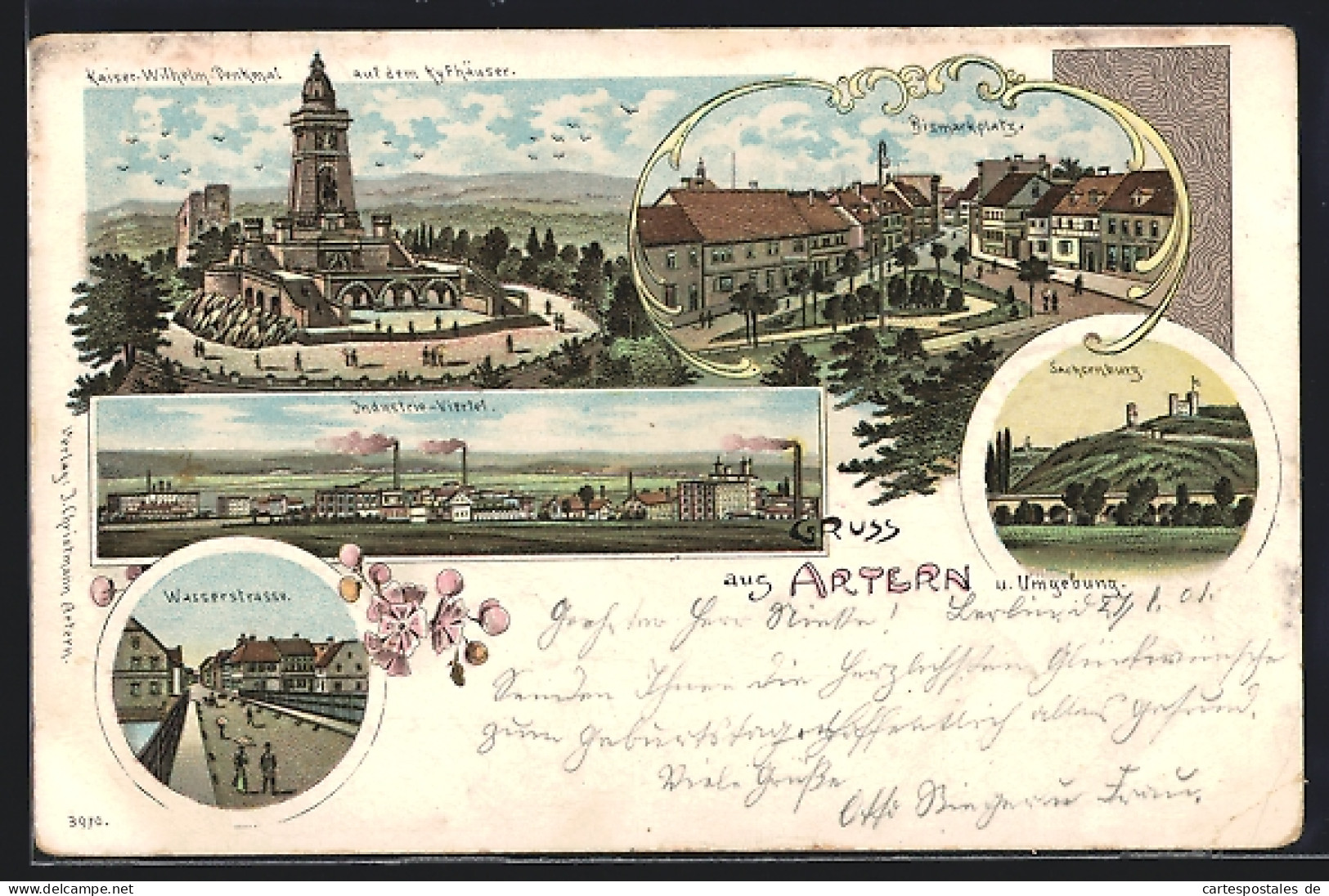 Lithographie Artern, Industrie-Viertel, Kaiser-Wilhelm-Denkmal Auf Dem Kyffhäuser, Sachsenburg  - Kyffhäuser
