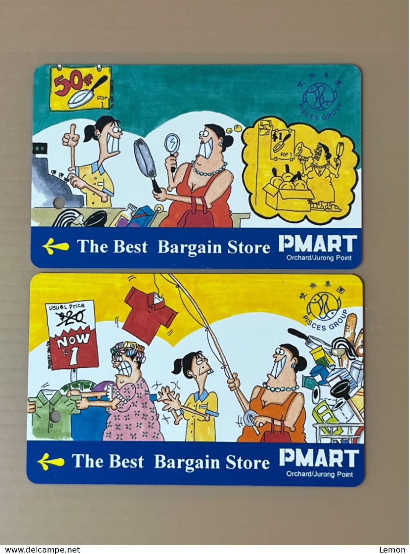 Singapore SMRT TransitLink Metro Train Subway Ticket Card, PMART Bargain Store, Set Of 2 Used Cards - Singapore