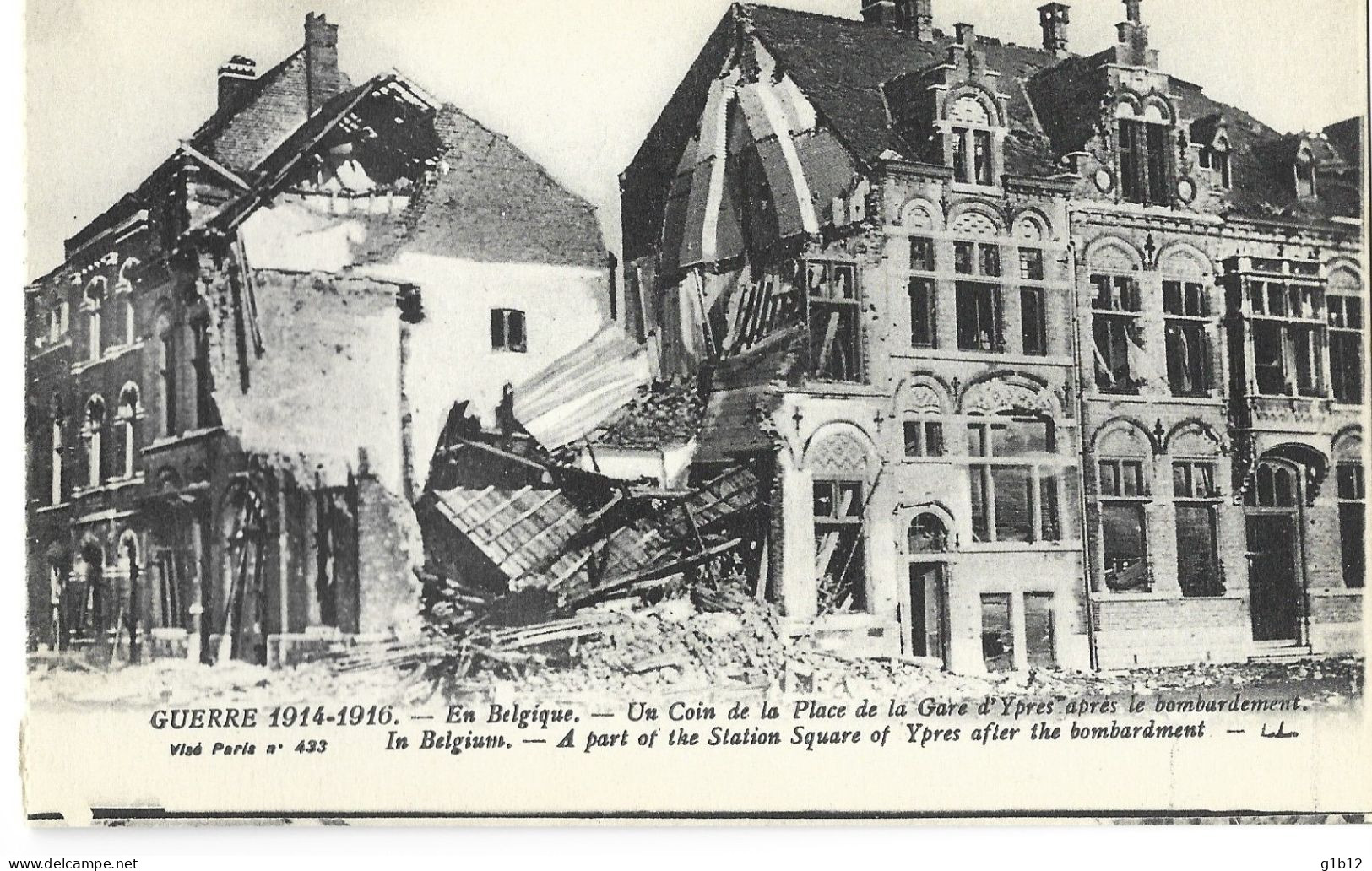 YPRES BOMBARDEE  - 5 CARTES - Ieper