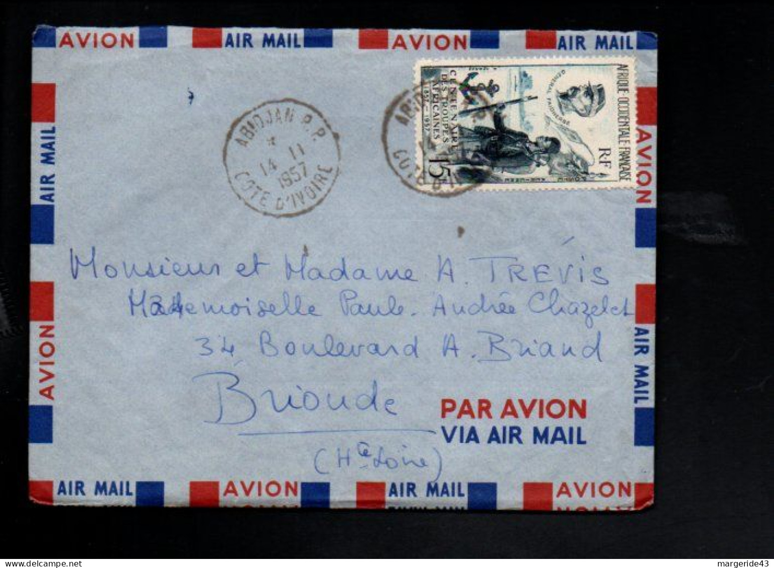 A O F AFFRANCHISSEMENT COMPOSE SUR LETTRE POUR LA FRANCE 1948 - Cartas & Documentos