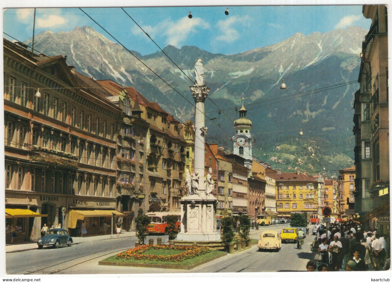 Innsbruck: 2x VW 1200 KÄFER/COX, FORD TAUNUS 17M P3 TURNIER, AUTOBUS, TRAM/STRAßENBAHN - (Tirol, Österreich) - Passenger Cars