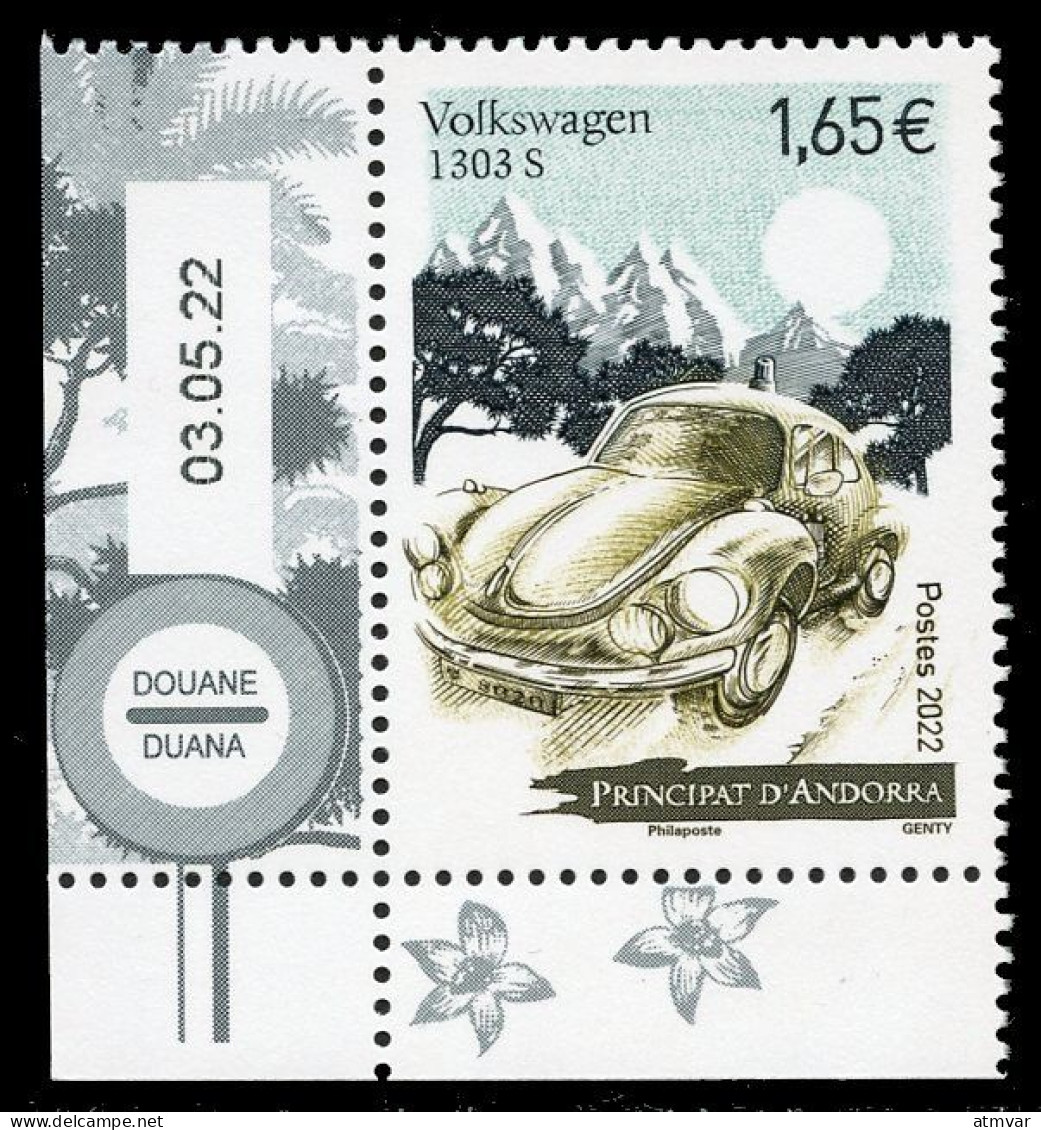 ANDORRA ANDORRE (2022) Volkswagen 1303 S Beetle, Coccinelle, Escarabajo, Käfer, Douane, Duana - Coin Daté - Ongebruikt