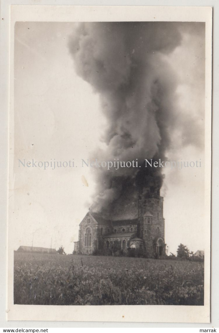 Viški, Burning Church, Circa 1934 Photo - Letland