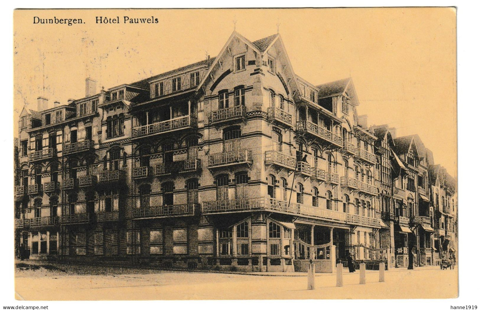 Knokke Heist Duinbergen Hotel Pauwels Briefstempel 1913 Ossendrecht Htje - Knokke