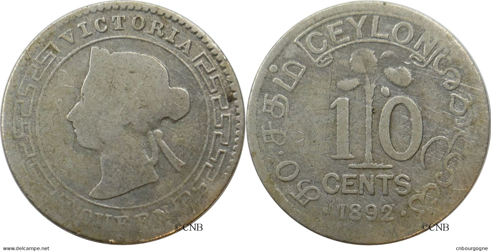 Ceylan - Colonie Britannique - Victoria - 10 Cents 1892 - TB-/F15 - Mon6036 - Kolonien