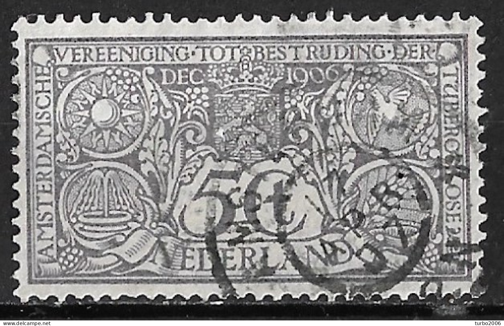 1906 Tuberculose Zegels 5 + 5 Grijs NVPH 86 Echt Gelopen 17 APR 07 - Used Stamps