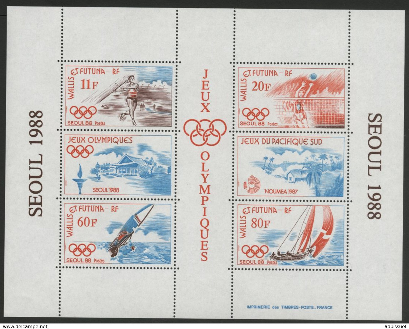 WALLIS Et FUTUNA Bloc Feuillet N° 3 Neuf ** (MNH) "Jeux Olympiques SEOUL 1988". Qualité TB - Blocks & Sheetlets