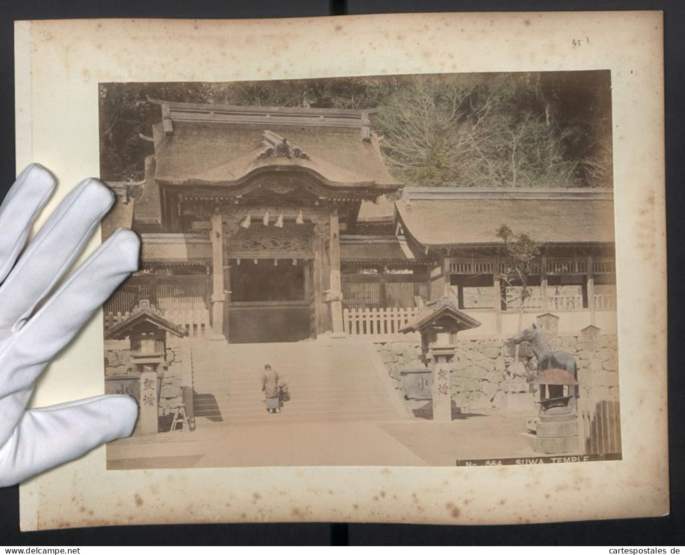 Fotografie Unbekannter Fotograf, Ansicht Nagasaki, Front Des Suwa-Schrein Aus Der Meiji-Zeit, Rückseite Miyajima Park  - Lieux