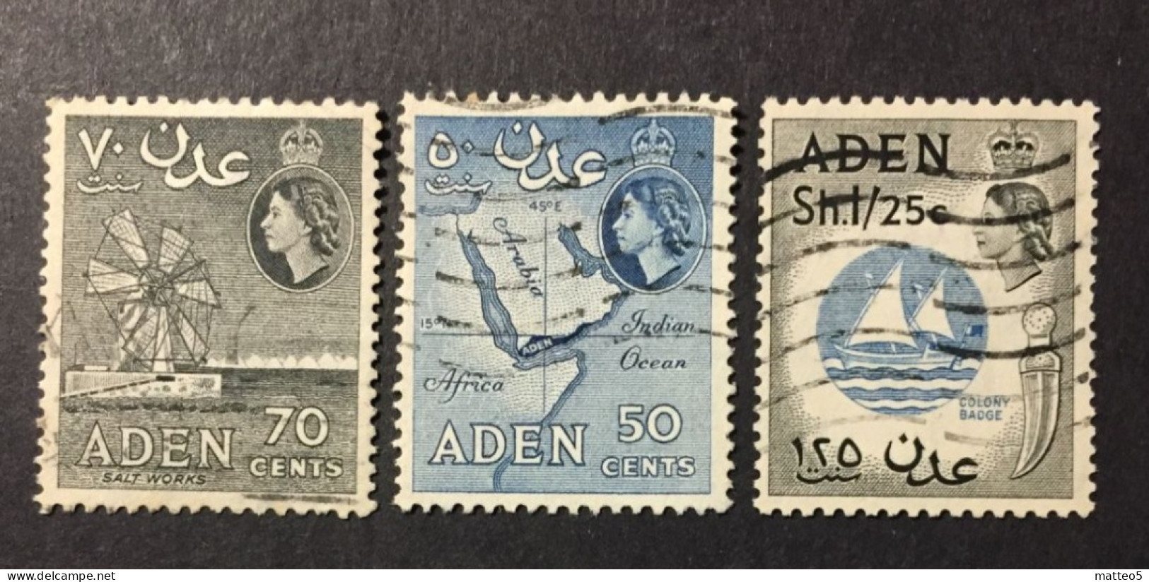 1953 Aden - Queen Elizabeth II MAP, Salt Works, Colony's Badge - Aden (1854-1963)