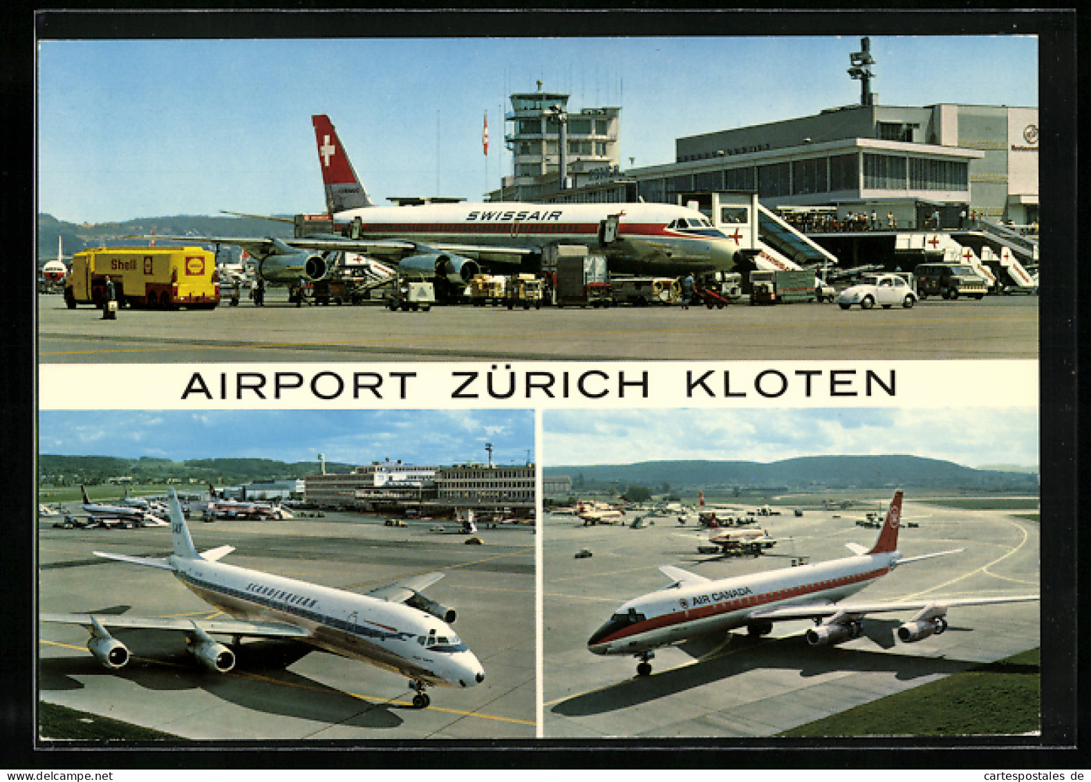 AK Zürich-Kloten, Flughafen Mit Jets Der Swissair, Scandinavian Und Air Canada  - Other & Unclassified