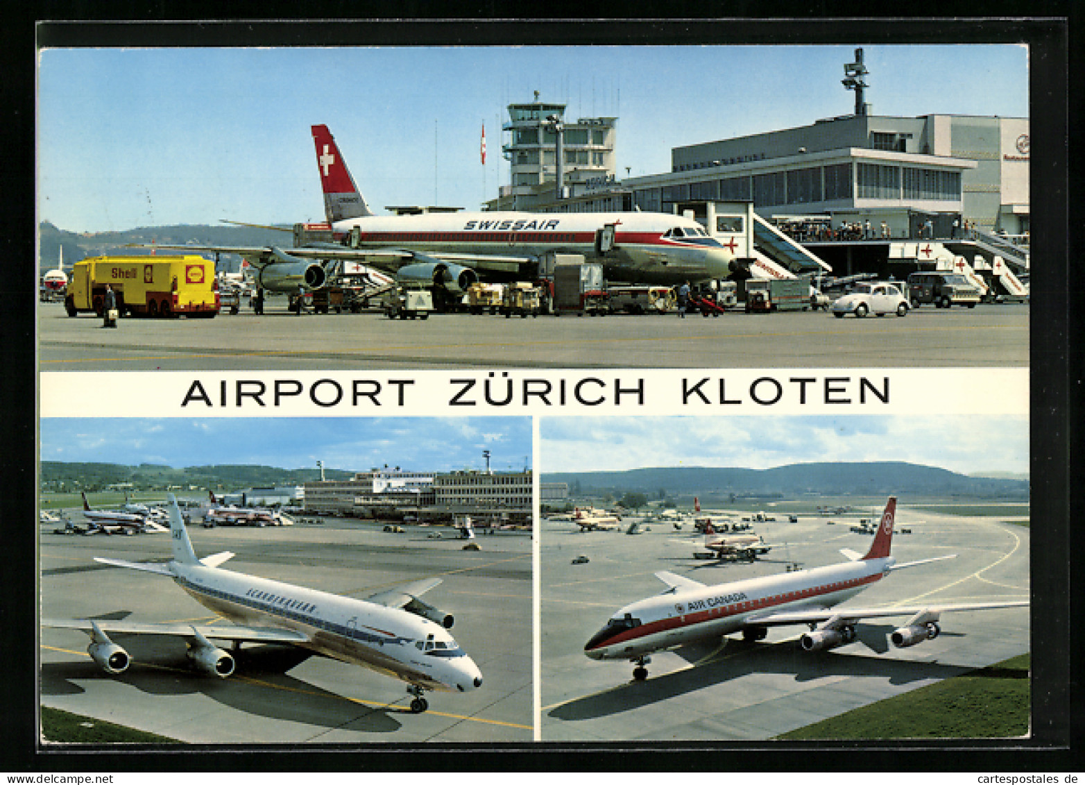 AK Zürich-Kloten, Flughafen Mit Jets Der Swissair, Scandinavian Und Air Canada  - Other & Unclassified