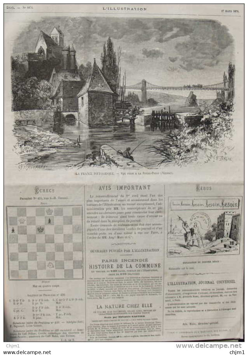 France Pittoresque - Vue Prise à La Roche-Pozay (Vienne) - Page Original 1875 - Documents Historiques