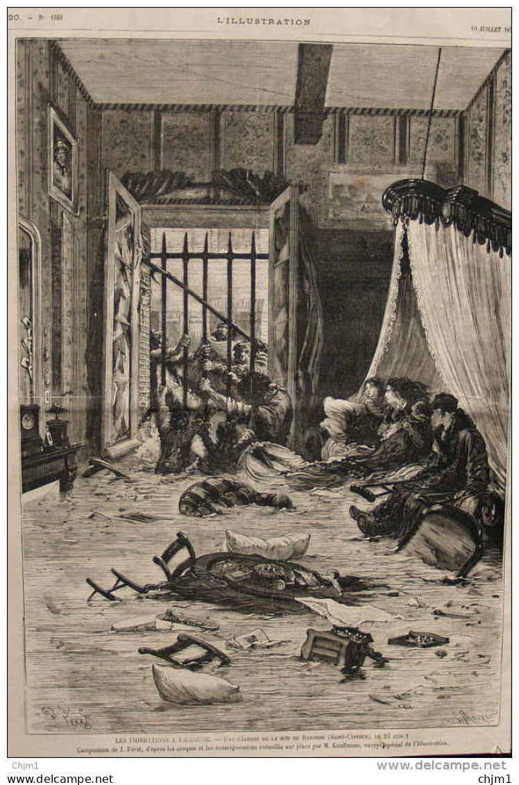 Les Inondations - Toulouse - Une Chambre De La Rue De Bayonne (Saint-Cyprien) - Page Original 1875 - 9 - Documentos Históricos