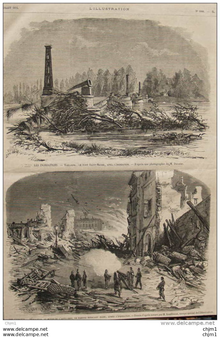 Les Inondations - Toulouse - Le Pont Saint-Michel - Saint-Cyprien - Page Original 1875 - 7 - Documents Historiques