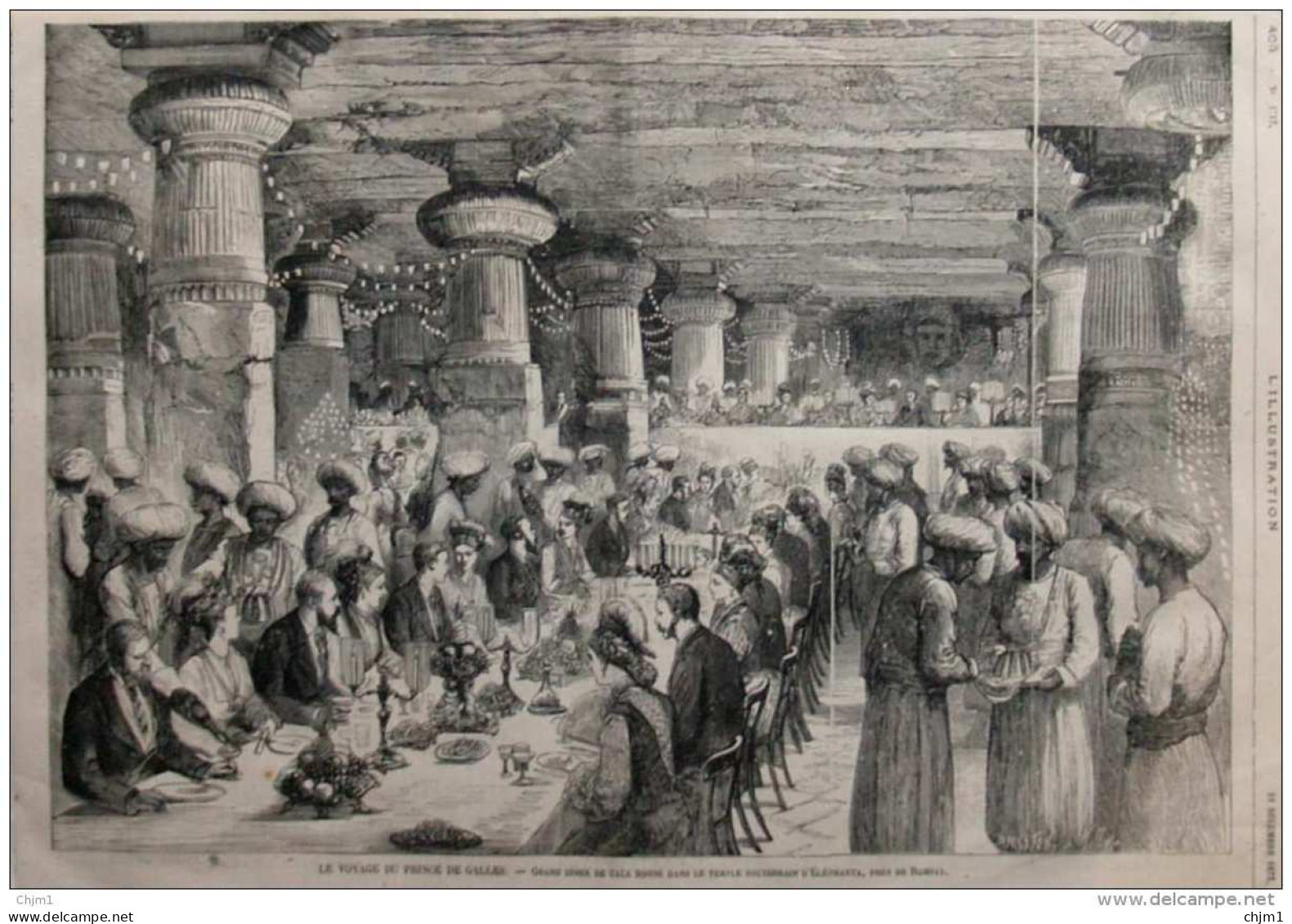 Le Voyage Du Prince De Galles - Grand Dîner De Gala Donné Dans Le Temple Souterrain D'Éléphanta - Page Original 1875 - 8 - Documentos Históricos