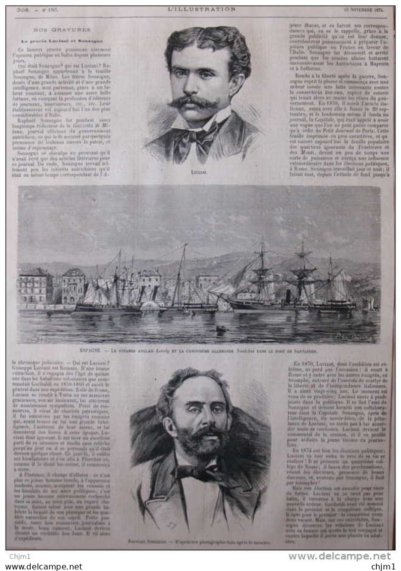 Le Procès Luciani Et Raphael Sonzogno - Page Original - 1875 - Documents Historiques