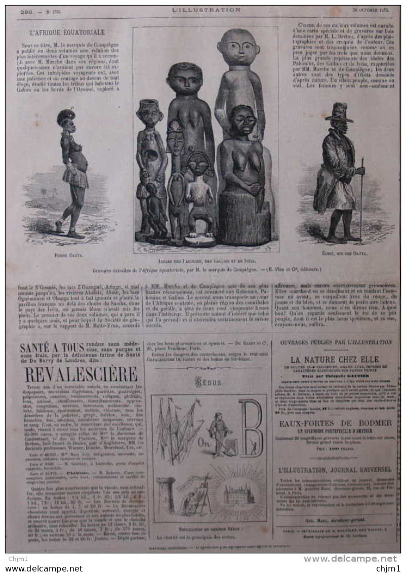 Femme Okôta - Édibé, Roi Des Okôta - Idoles Des Pahouins, Des Gallois Et De Ivéia - Page Original - 1875 - Documents Historiques