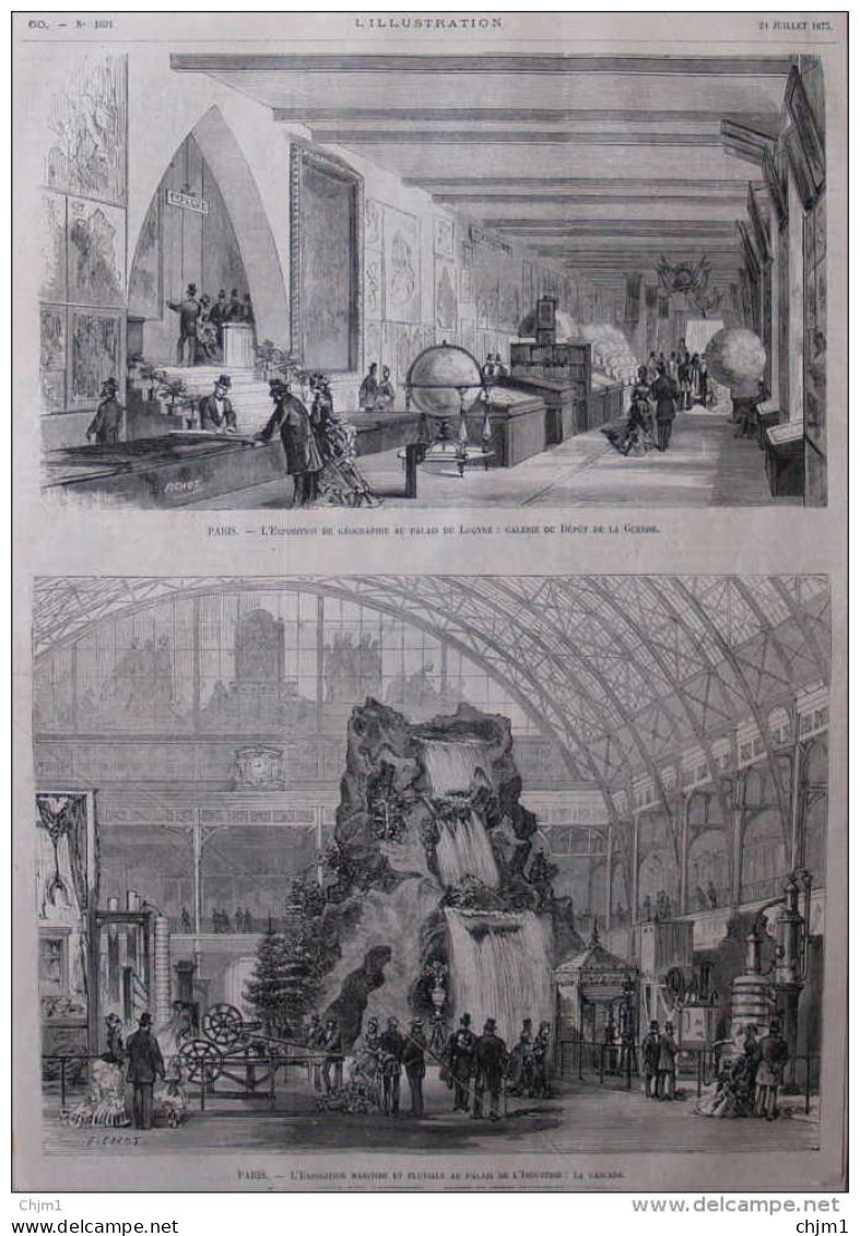 Paris - L'exposition Géographique Au Palais Du Louvre - L'exposition Maritime - Page Original - 1875 - Documents Historiques