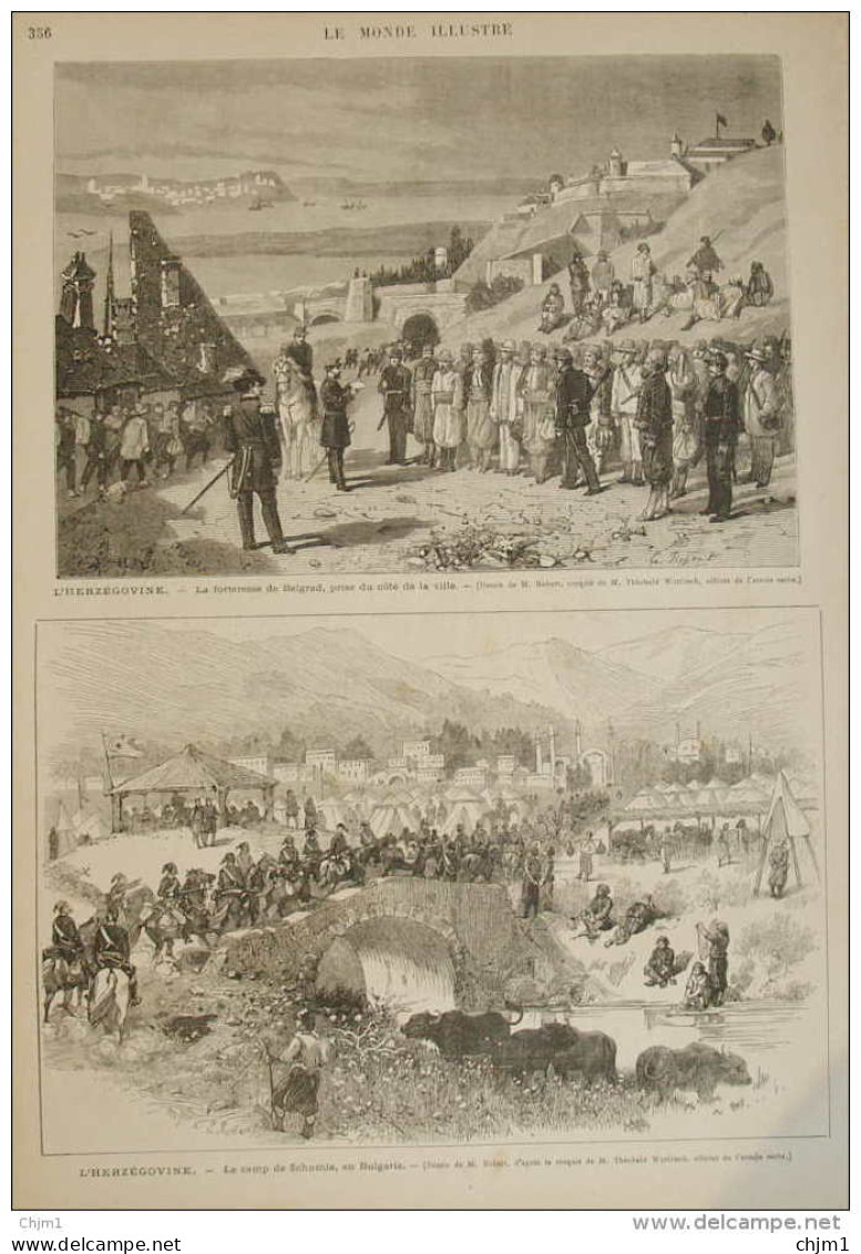 L'Herzégovine - Le Camp De Schumla En Bulgarie - La Forteresse De Belgrad - Page Original 1875 - Documenti Storici